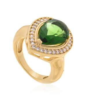 GOLD RING WITH CRYSTAL AND ZIRCONIA