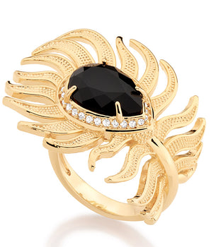 GOLD RING WITH ZIRCONIA AND STONE