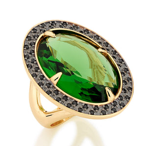 GOLD RING WITH CRYSTAL AND ZIRCONIA