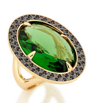 GOLD RING WITH CRYSTAL AND ZIRCONIA