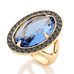GOLD RING WITH CRYSTAL AND ZIRCONIA