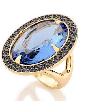 GOLD RING WITH CRYSTAL AND ZIRCONIA