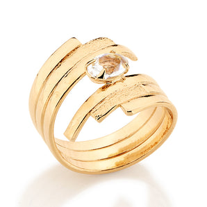 GOLD KID'S RING WITH CRYSTAL