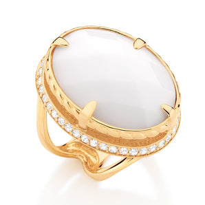 GOLD RING WITH ZIRCONIA AND STONE