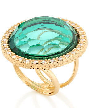 GOLD RING WITH CRYSTAL AND ZIRCONIA