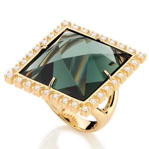 GOLD RING WITH CRYSTAL AND ZIRCONIA