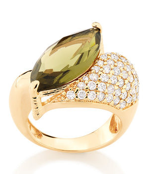 GOLD RING WITH CRYSTAL AND ZIRCONIA