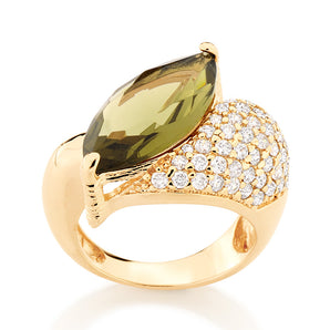 GOLD RING WITH CRYSTAL AND ZIRCONIA