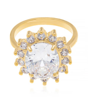 GOLD RING WITH CRYSTAL AND ZIRCONIA