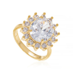 GOLD RING WITH CRYSTAL AND ZIRCONIA