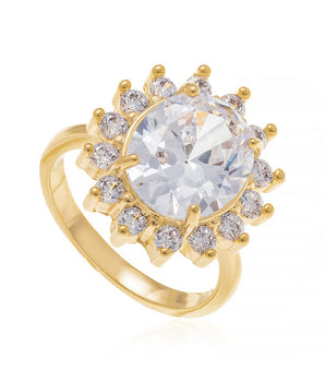 GOLD RING WITH CRYSTAL AND ZIRCONIA