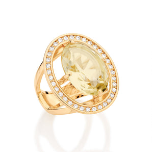 GOLD RING WITH CRYSTAL AND ZIRCONIA