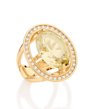 GOLD RING WITH CRYSTAL AND ZIRCONIA