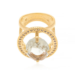 GOLD RING WITH CRYSTAL AND ZIRCONIA