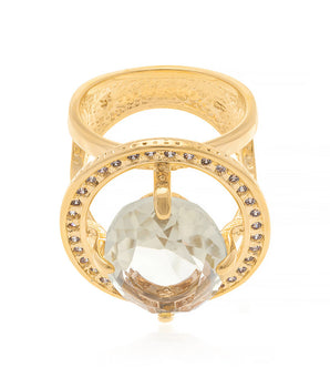 GOLD RING WITH CRYSTAL AND ZIRCONIA