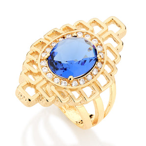 GOLD RING WITH CRYSTAL AND ZIRCONIA