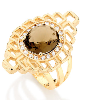 GOLD RING WITH CRYSTAL AND ZIRCONIA