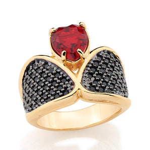 GOLD RING WITH CRYSTAL AND ZIRCONIA