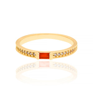GOLD RING WITH CRYSTAL AND ZIRCONIA