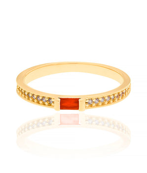 GOLD RING WITH CRYSTAL AND ZIRCONIA
