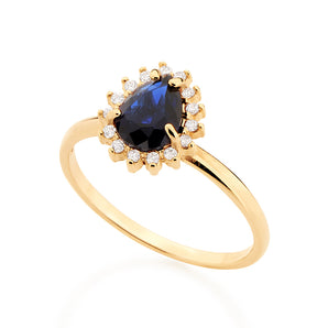GOLD RING WITH CRYSTAL AND ZIRCONIA