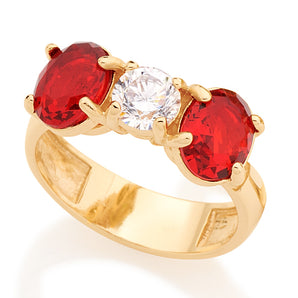 GOLD RING WITH CRYSTAL AND ZIRCONIA