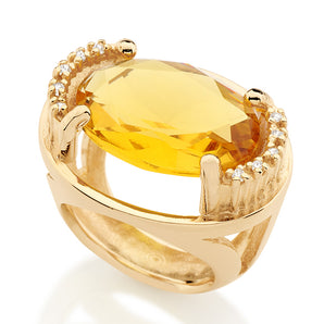GOLD RING WITH CRYSTAL AND ZIRCONIA