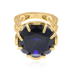 GOLD RING WITH CRYSTAL AND ZIRCONIA