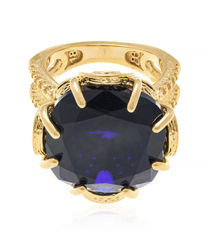 GOLD RING WITH CRYSTAL AND ZIRCONIA