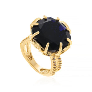 GOLD RING WITH CRYSTAL AND ZIRCONIA