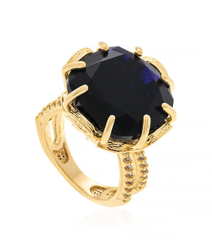 GOLD RING WITH CRYSTAL AND ZIRCONIA