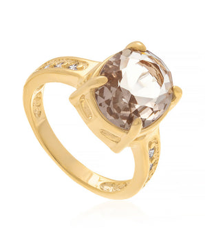 GOLD RING WITH CRYSTAL AND ZIRCONIA