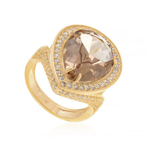 GOLD RING WITH CRYSTAL AND ZIRCONIA