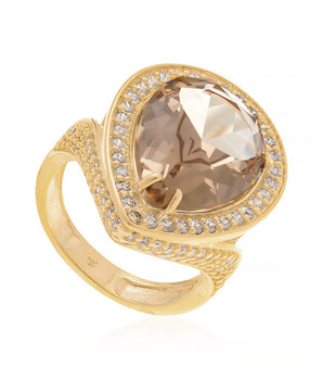GOLD RING WITH CRYSTAL AND ZIRCONIA