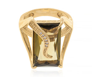 GOLD RING WITH CRYSTAL AND ZIRCONIA
