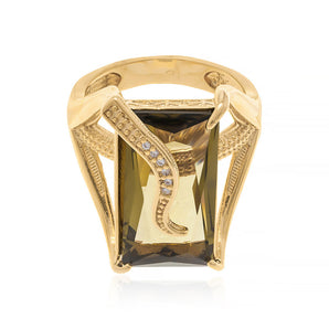 GOLD RING WITH CRYSTAL AND ZIRCONIA