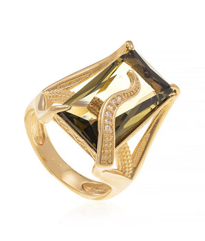 GOLD RING WITH CRYSTAL AND ZIRCONIA