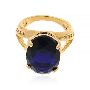 GOLD RING WITH CRYSTAL AND ZIRCONIA