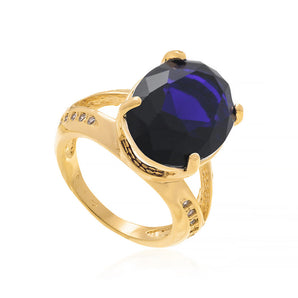 GOLD RING WITH CRYSTAL AND ZIRCONIA