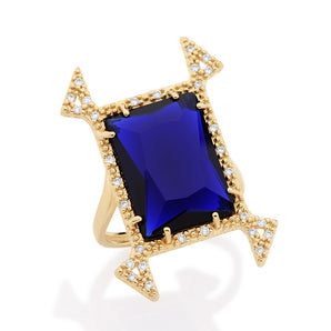 GOLD RING WITH CRYSTAL AND ZIRCONIA