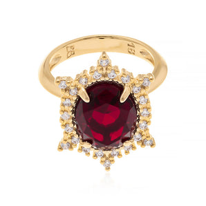 GOLD RING WITH CRYSTAL AND ZIRCONIA