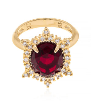 GOLD RING WITH CRYSTAL AND ZIRCONIA
