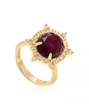 GOLD RING WITH CRYSTAL AND ZIRCONIA