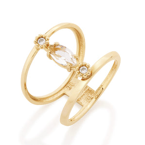GOLD RING WITH CRYSTAL AND ZIRCONIA