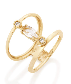 GOLD RING WITH CRYSTAL AND ZIRCONIA
