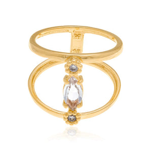 GOLD RING WITH CRYSTAL AND ZIRCONIA