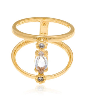 GOLD RING WITH CRYSTAL AND ZIRCONIA
