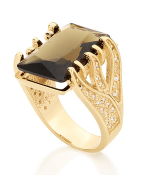 GOLD RING WITH CRYSTAL AND ZIRCONIA
