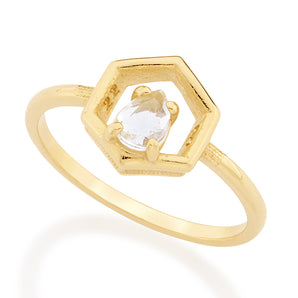 GOLD RING WITH CRYSTAL