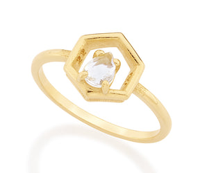 GOLD RING WITH CRYSTAL